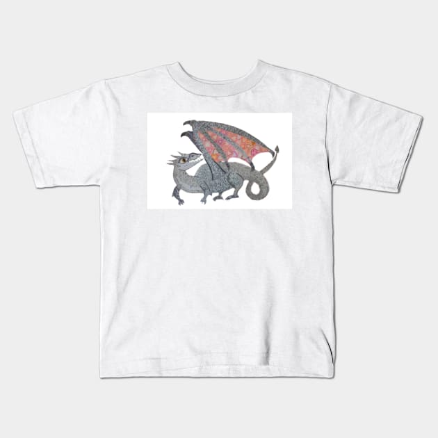 Spiro the Dragon: a Patterned Spirograph Collage Kids T-Shirt by RachelEDesigns